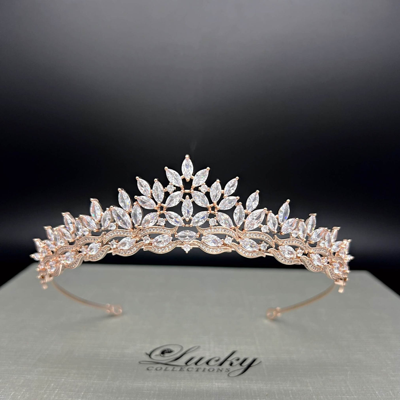 Rosegold Small Tiara for a Refined Look, Zirconia Crown for Bride, Quince Corona